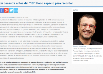 Columna diario El Día de La Serena: Un desastre antes del “18”: Poco espacio para recordar