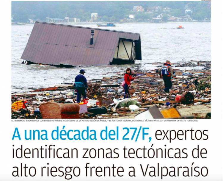 El Mercurio de Valparíso: A una década del 27/F, expertos identifican zonas tectónicas de alto riesgo frente a Valparaíso