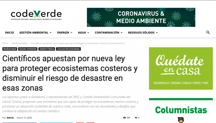 Codex Verde: Científicos apuestan por nueva ley para proteger ecosistemas costeros y disminuir el riesgo de desastre en esas zonas