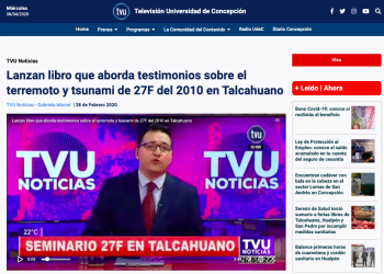 TVU.cl: Lanzan libro que aborda testimonios sobre el terremoto y tsunami de 27F del 2010 en Talcahuano