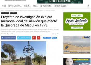 Codex Verde: Proyecto de investigación explora memoria local del aluvión que afectó la Quebrada de Macul en 1993