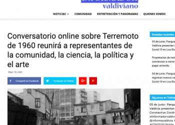 Informador Valdiviano: Conversatorio online sobre Terremoto de 1960 reunirá a representantes de la comunidad, la ciencia, la política y el arte