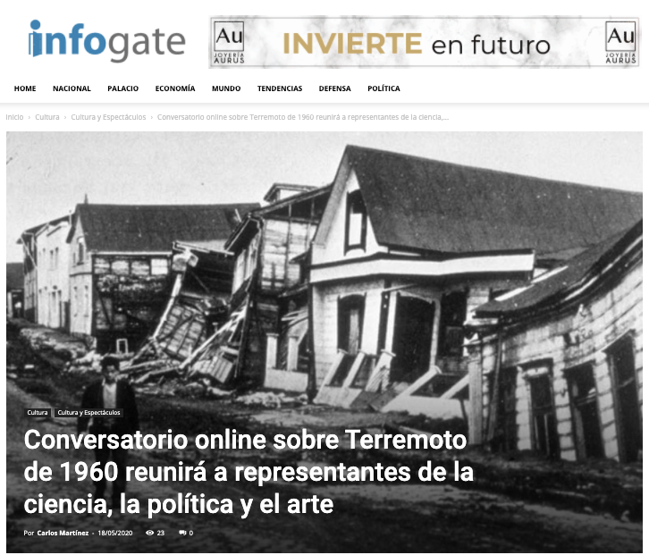 Infogate: Conversatorio online sobre Terremoto de 1960 reunirá a representantes de la ciencia, la política y el arte