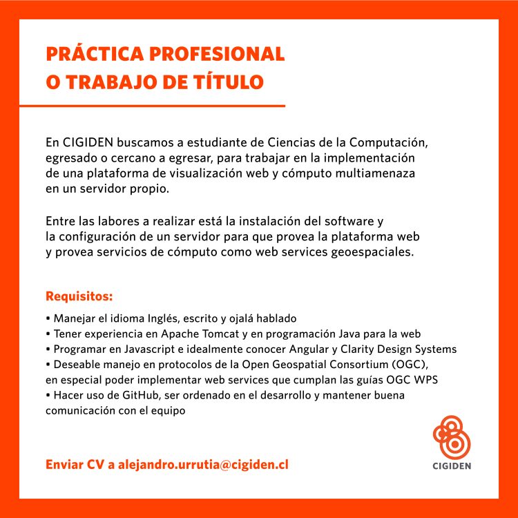 Llamado para práctica profesional o trabajo de título en CIGIDEN