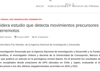 Precursor.cl: Geólogo lidera estudio que detecta movimientos precursores de grandes terremotos