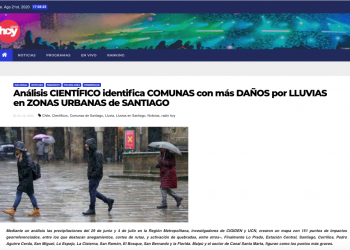 Radio Hoy: Análisis científico identifica comunas con más daños por lluvias en zonas urbanas de Santiago.