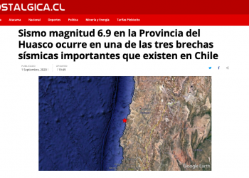 Nostálgica.cl: Sismo magnitud 6.9 en la Provincia del Huasco ocurre en una de las tres brechas sísmicas importantes que existen en Chile