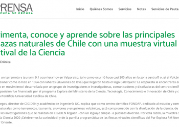 ADPrensa.cl: Experimenta, conoce y aprende sobre las principales amenazas naturales de Chile con una muestra virtual en el Festival de la Ciencia.