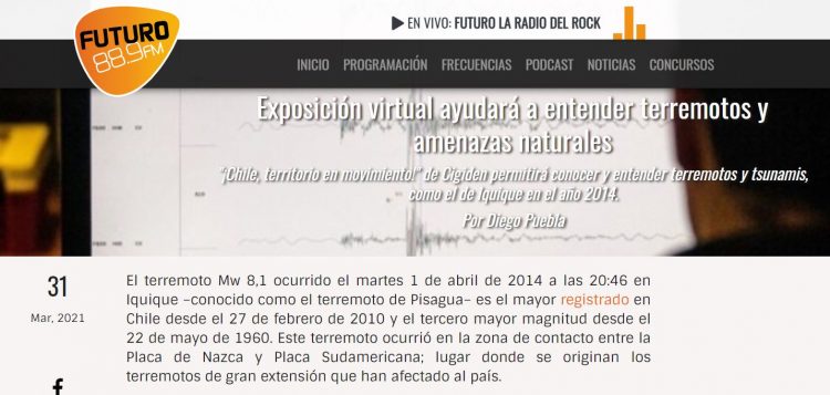 Futuro.cl:Exposición virtual ayudará a entender terremotos y amenazas naturales