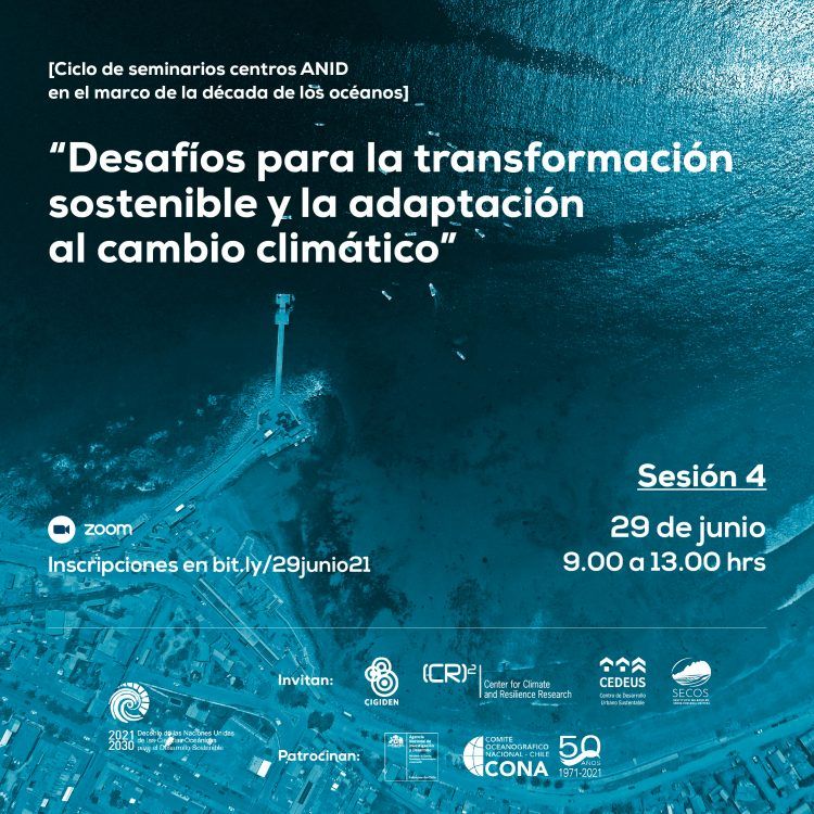 Sesión 4 ciclo de seminarios centros ANID + SHOA: “Desafíos para la transformación sostenible y la adaptación al cambio climático”.