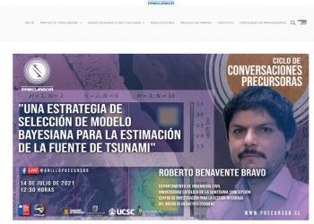 Precursor.cl: Conferencias Precursoras: “Una estrategia de selección de modelo bayesiana para la estimación de la fuente de tsunami”.
