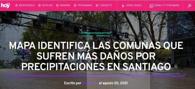 Radio Hoy: Mapa identifica las comunas que sufren más daños por precipitaciones en Santiago