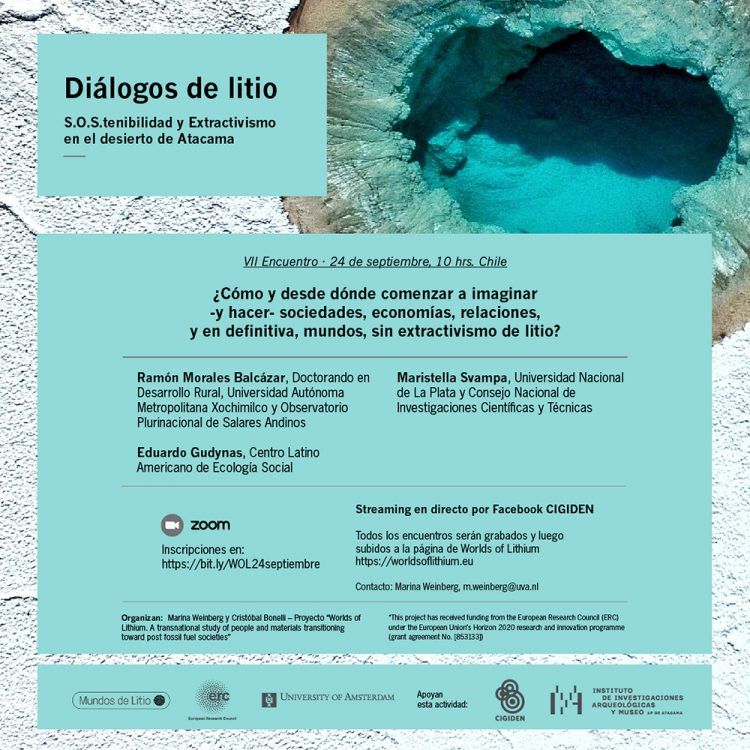Séptimo encuentro «Diálogos de litio. S.O.S.tenibilidad y Extractivismo en el desierto de Atacama»