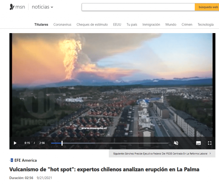MSN.com: Vulcanismo de «hot spot»: expertos chilenos analizan erupción en La Palma