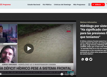 24 Horas.cl : Hidrólogo por sistema frontal: «Ha significado cierto alivio para las presiones hídricas que teníamos»