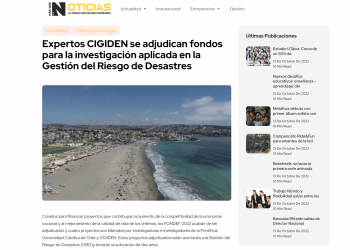 Masquenoticias.cl: ‘Expertos CIGIDEN se adjudican fondos para la investigación aplicada en la Gestión del Riesgo de Desastres’