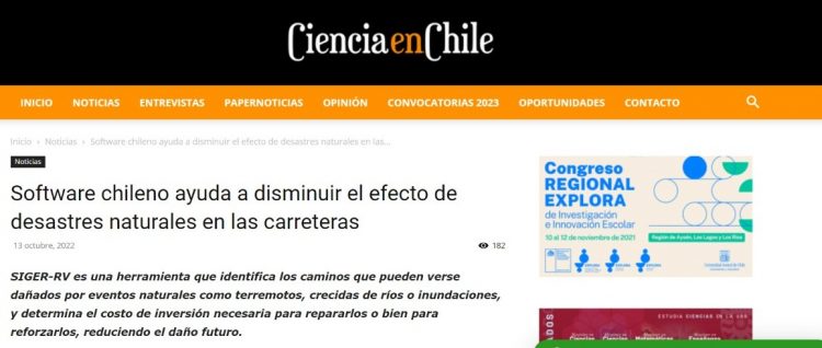 Cienciaenchile.cl | Software chileno ayuda a disminuir el efecto de desastres naturales en las carreteras