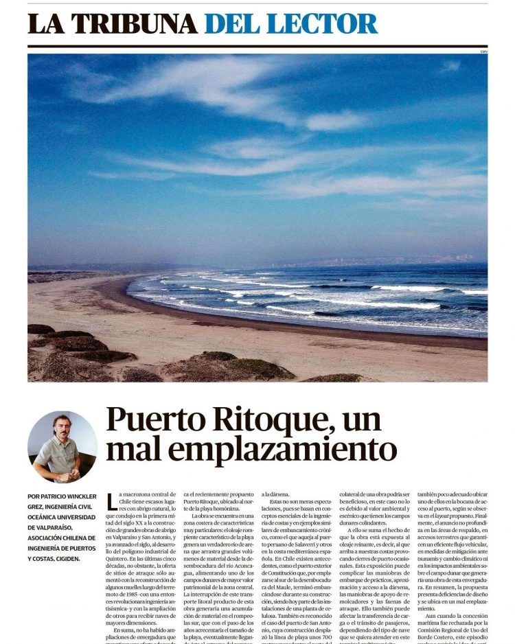 El Mercurio de Valparaíso | Puerto Ritoque, un mal emplazamiento