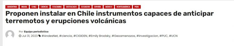 El diario de América | Proponen instalar en Chile instrumentos capaces de anticipar terremotos y erupciones volcánicas