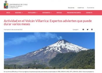 Bachillerato U de Chile | Actividad en el Volcán Villarrica: Expertos advierten que puede durar varios meses