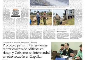El Mercurio | Protocolo permitirá a residentes retirar enseres de edificios en riesgo y Gobierno no intervendrá en otro socavón en Zapallar