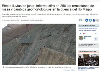 Emol | Efecto lluvias de junio: Informe cifra en 256 las remociones de masa y cambios geomorfológicos en la cuenca del río Maipo