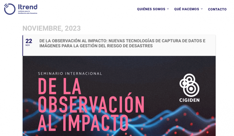 Itrend | De la observación al impacto: nuevas tecnologías de captura de datos e imágenes para la gestión del riesgo de desastres