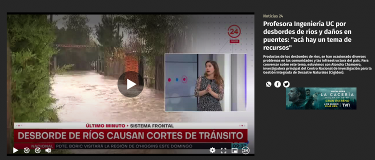 24 horas | Profesora Ingeniería UC por desbordes de ríos y daños en puentes: «acá hay un tema de recursos»