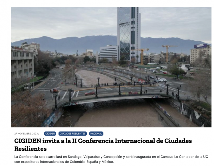El Diario Inmobiliario | CIGIDEN invita a la II Conferencia Internacional de Ciudades Resilientes