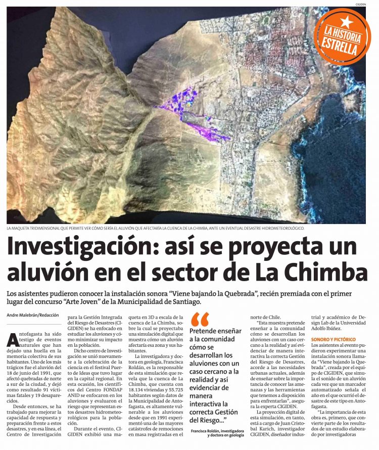 La Estrella del Loa | Investigación: así se proyecta un aluvión en el sector de La Chimba