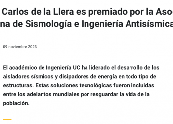 Noticias UC | Juan Carlos de la Llera es premiado por la Asociación Chilena de Sismología e Ingeniería Antisísmica