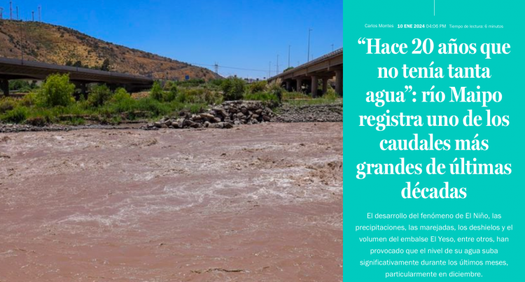 Qué Pasa LT | «Hace 20 años que no tenía tanta agua»: Río Maipo registra uno de los caudales más grandes de las últimas décadas