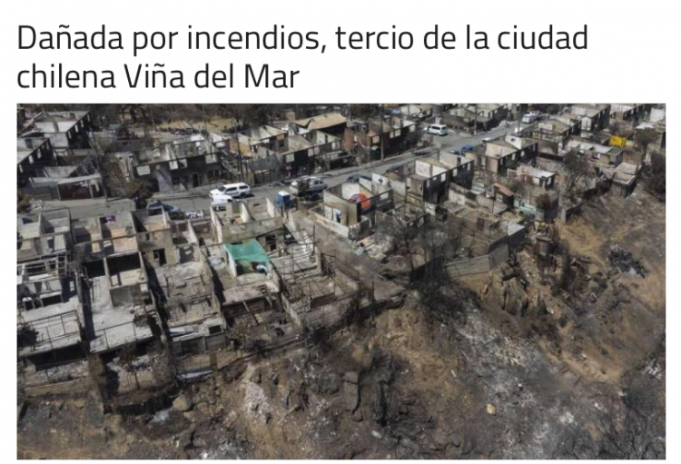 Tiempo | Dañada por incendios, tercio de la ciudad chilena Viña del Mar