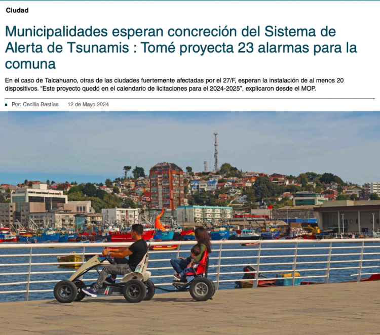 Diario Concepción | Municipalidades esperan concreción del Sistema de Alerta de Tsunamis : Tomé proyecta 23 alarmas para la comuna