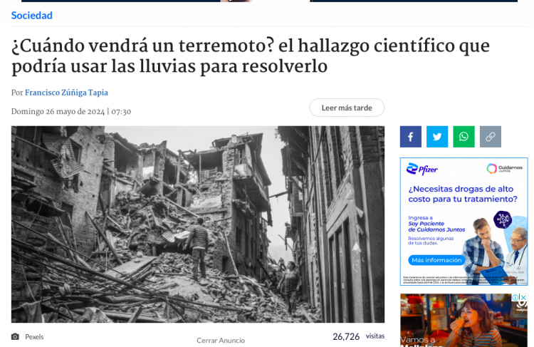 Bio Bio Chile | ¿Cuándo vendrá un terremoto? el hallazgo científico que podría usar las lluvias para resolverlo