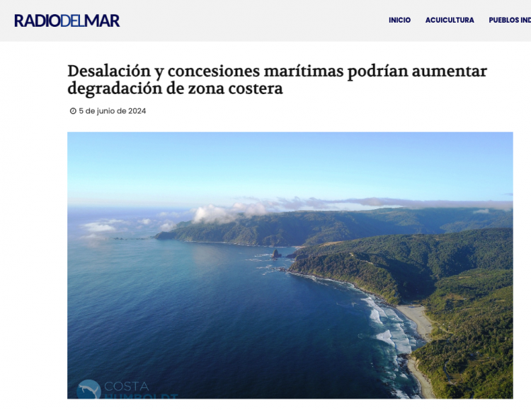 Radio del Mar | Desalación y concesiones marítimas podrían aumentar degradación de zona costera