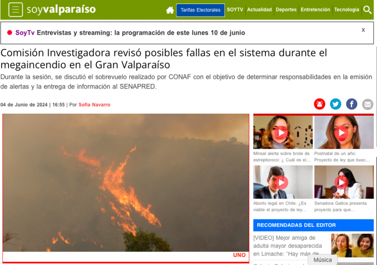 Soy Valparaíso | Comisión Investigadora revisó posibles fallas en el sistema durante el megaincendio en el Gran Valparaíso