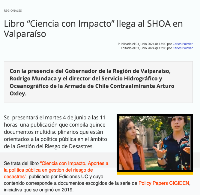 UCVRadio.cl | Libro “Ciencia con Impacto” llega al SHOA en Valparaíso