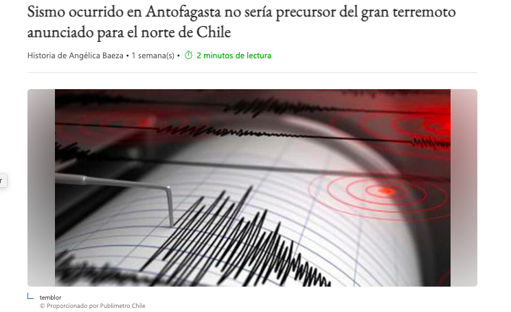 MSN | Sismo ocurrido en Antofagasta no sería precursor del gran terremoto anunciado para el norte de Chile