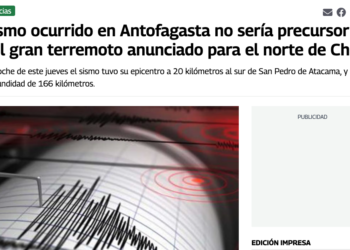 Publimetro | Sismo ocurrido en Antofagasta no sería precursor del gran terremoto anunciado para el norte de Chile
