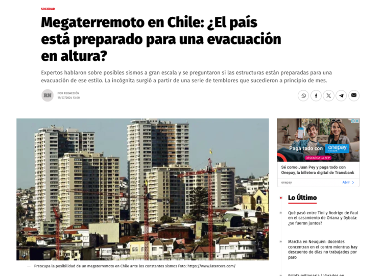 Río Negro | Megaterremoto en Chile: ¿El país está preparado para una evacuación en altura?