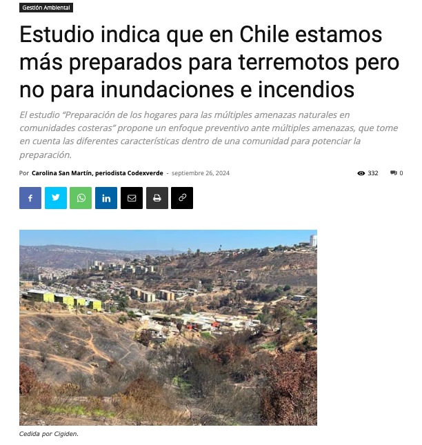 CodexVerde | Estudio indica que en Chile estamos más preparados para terremotos pero no para inundaciones e incendios