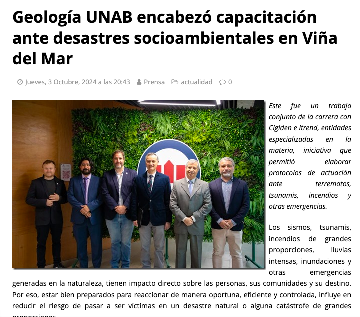 Valparaíso Noticias | Geología UNAB encabezó capacitación ante desastres socioambientales en Viña del Mar