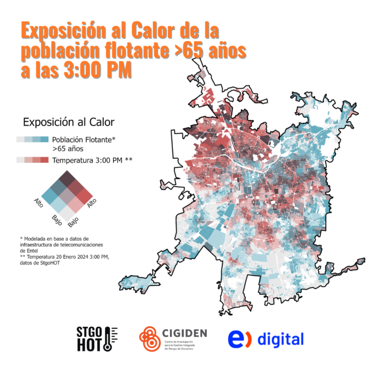 ¿Dónde están las personas durante las horas de calor?: Mapa estima exposición al calor en el Gran Santiago