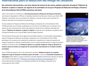 U. de Chile | Programa CITRID de la U de Chile conmemora el Día Internacional para la Reducción del Riesgo de Desastres