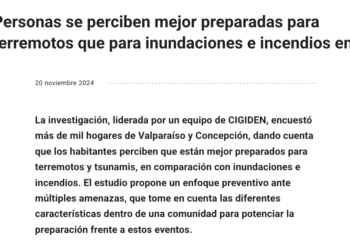 UC.cl | Personas se perciben mejor preparadas para terremotos que para inundaciones e incendios en Chile