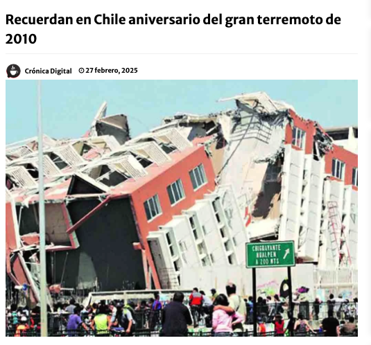 Crónica Digital | Recuerdan en Chile aniversario del gran terremoto de 2010
