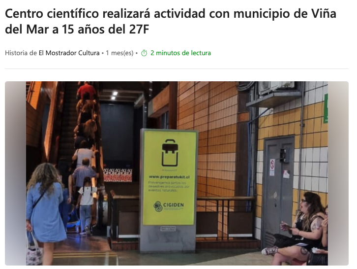 MSN | Centro científico realizará actividad con municipio de Viña del Mar a 15 años del 27F