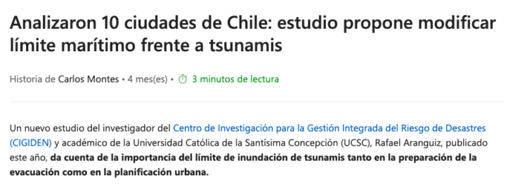 MSN | Analizaron 10 ciudades de Chile: estudio propone modificar límite marítimo frente a tsunamis