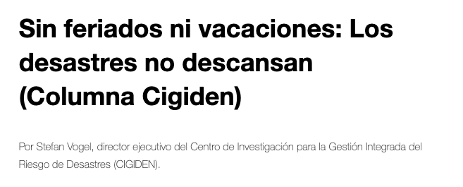 RNE | Sin feriados ni vacaciones: Los desastres no descansan (Columna Cigiden)